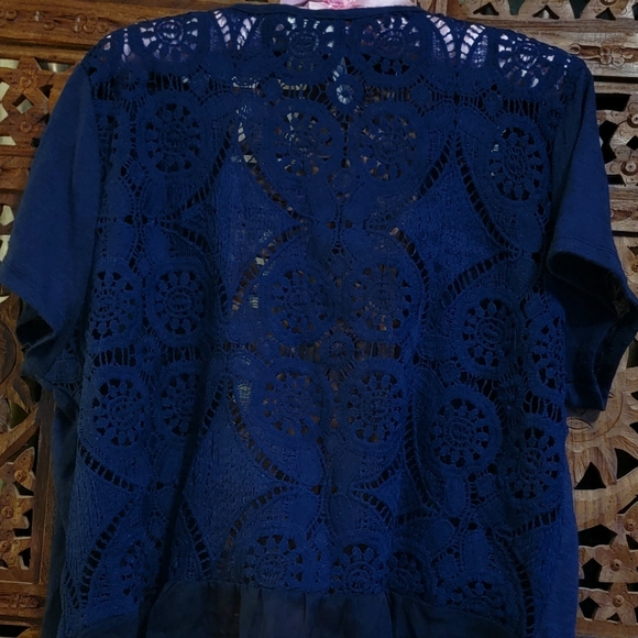 Forgotten Grace maxi cardigan open knit front with sheer & crochet back - Picture 5 of 8